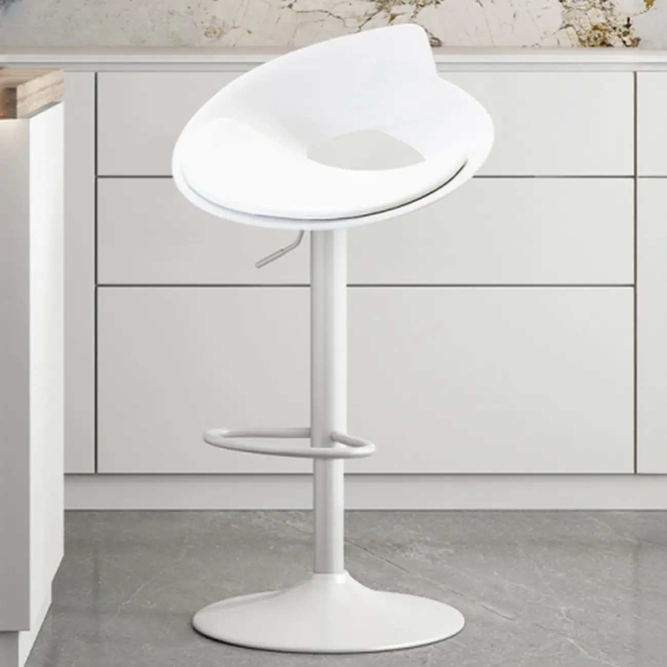 Minimalist Plastic Swivel Bar Stools with Upholstered for Kitchen Image - 3 | homeyfad