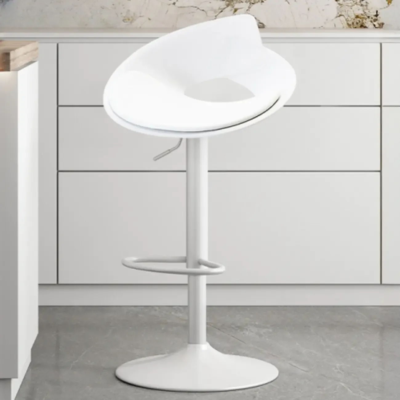 Minimalist Plastic Swivel Bar Stools with Upholstered for Kitchen Image - 3