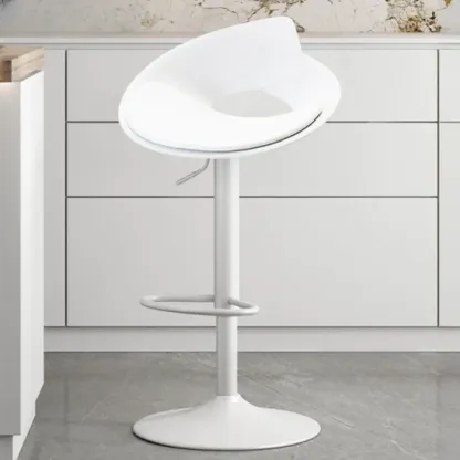 Minimalist Plastic Swivel Bar Stools with Upholstered for Kitchen Image - 3