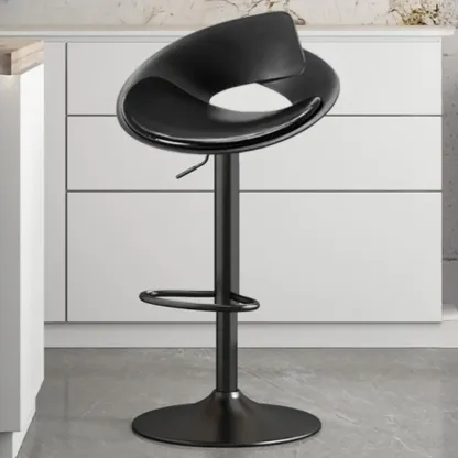 Minimalist Plastic Swivel Bar Stools with Upholstered for Kitchen Image - 2