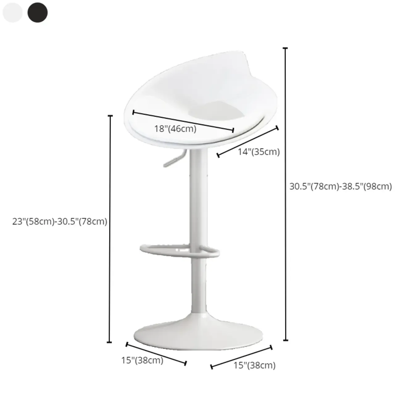 Minimalist Plastic Swivel Bar Stools with Upholstered for Kitchen #size