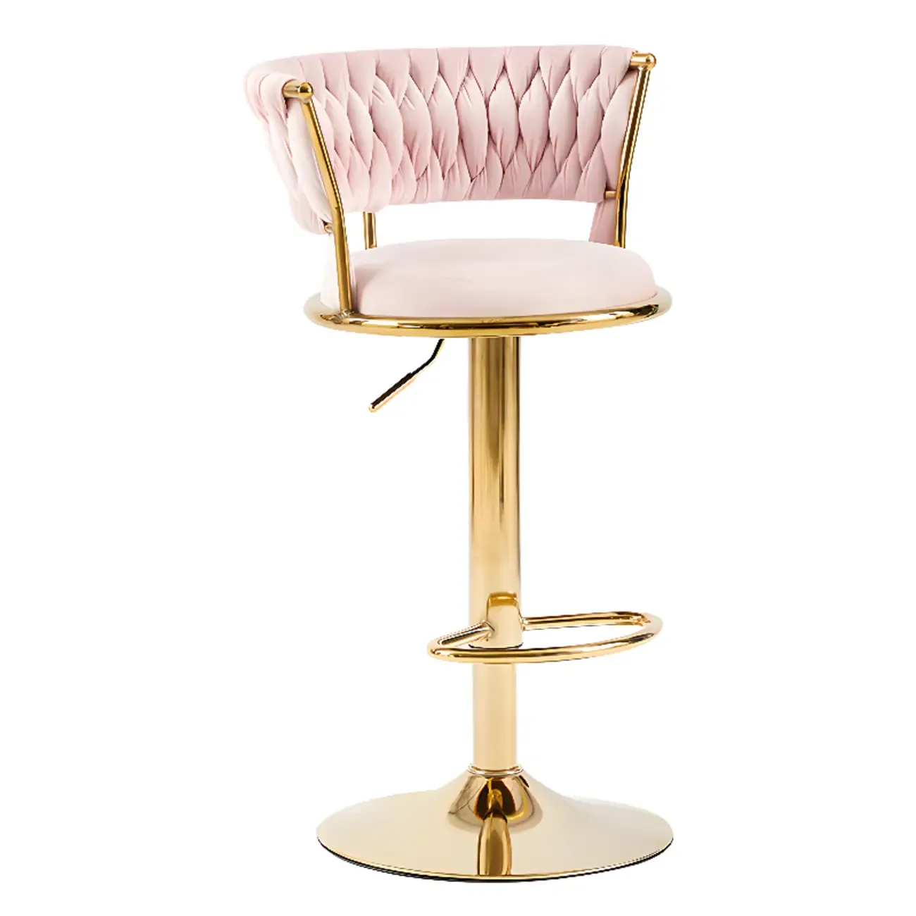 Modern Velvet Swivel Adjustable Bar Stools Image - 4