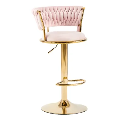 Modern Velvet Swivel Adjustable Bar Stools  Image - 4