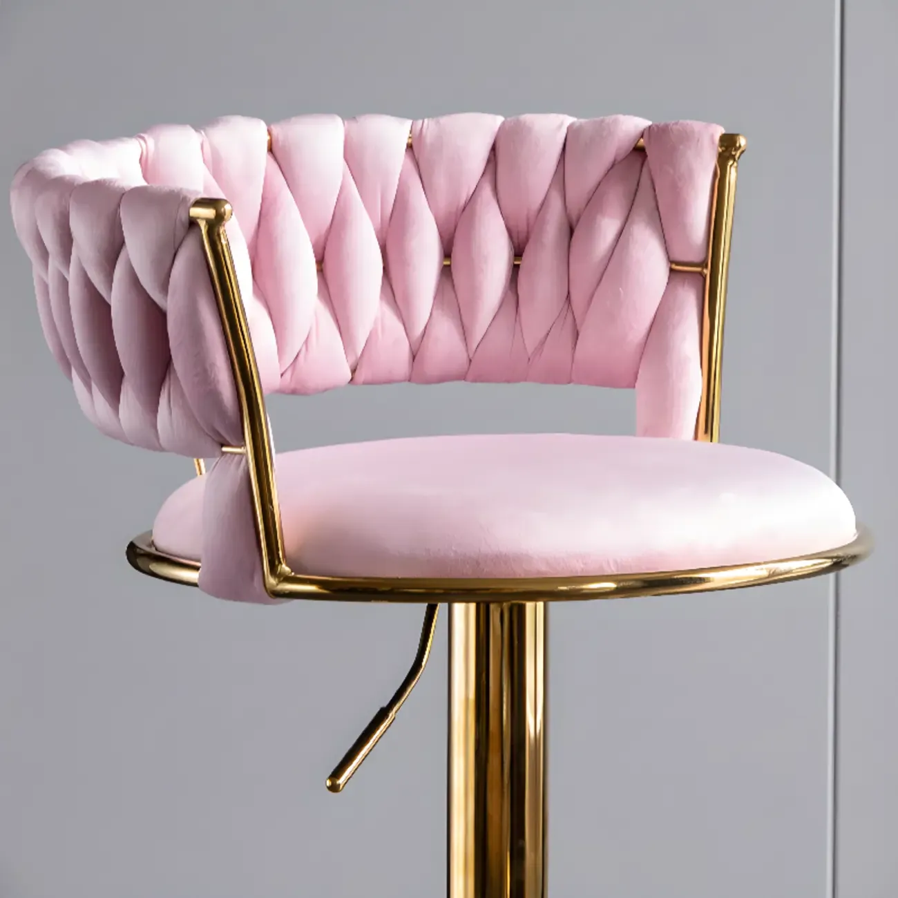 Modern Velvet Swivel Adjustable Bar Stools Image - 5