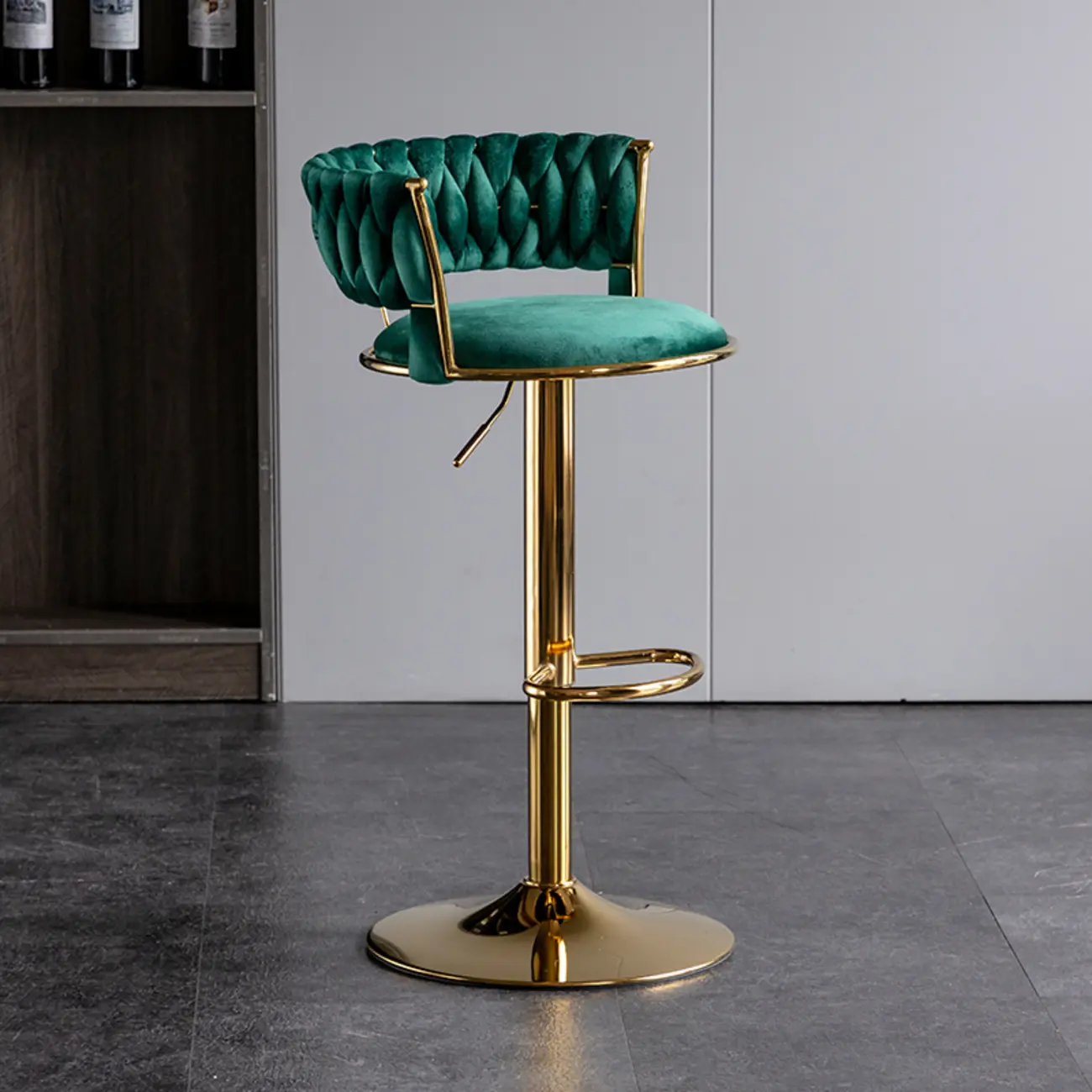 Modern Velvet Swivel Adjustable Bar Stools  Image - 6 | homeyfad