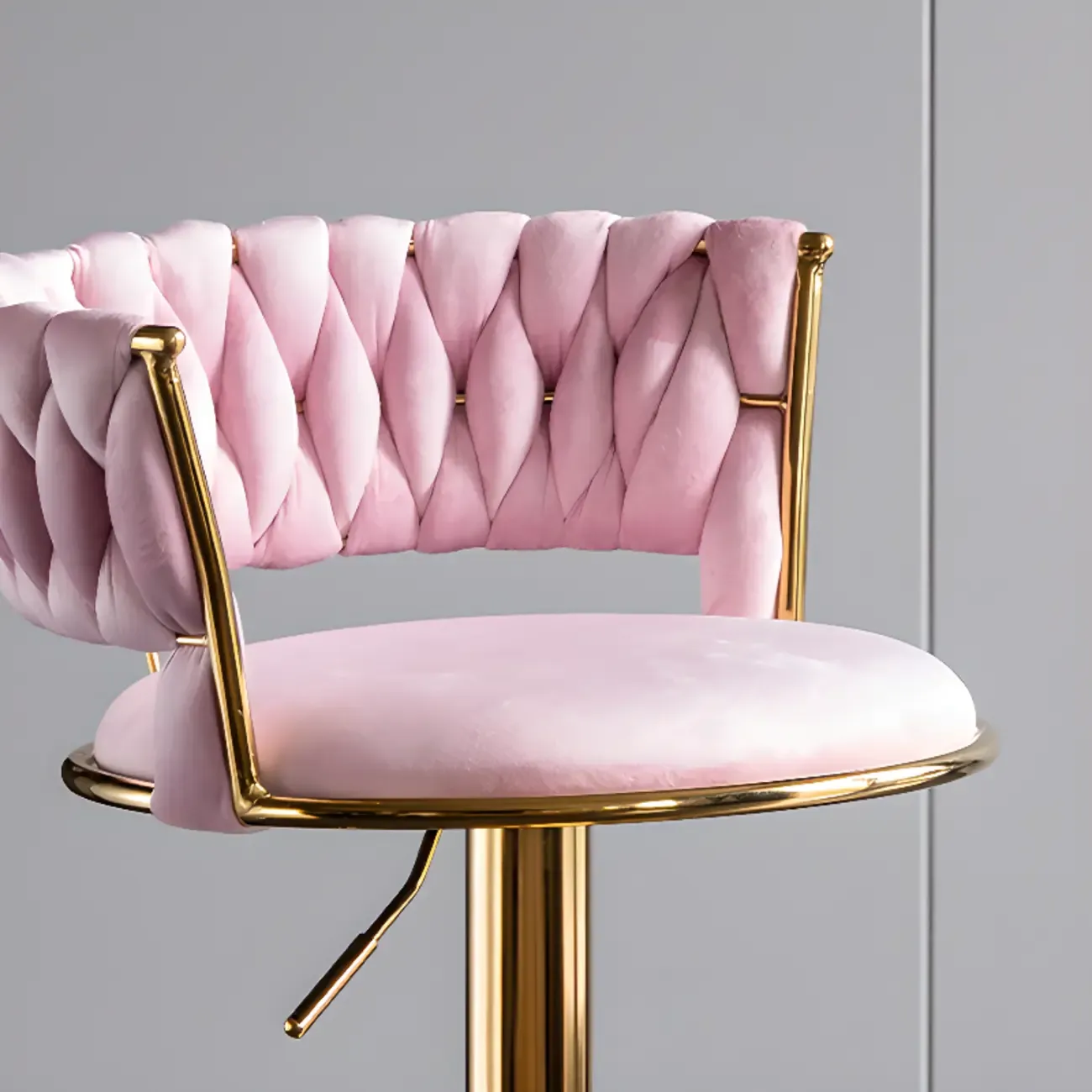 Modern Velvet Swivel Adjustable Bar Stools Image - 8