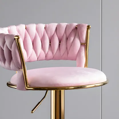 Modern Velvet Swivel Adjustable Bar Stools  Image - 8