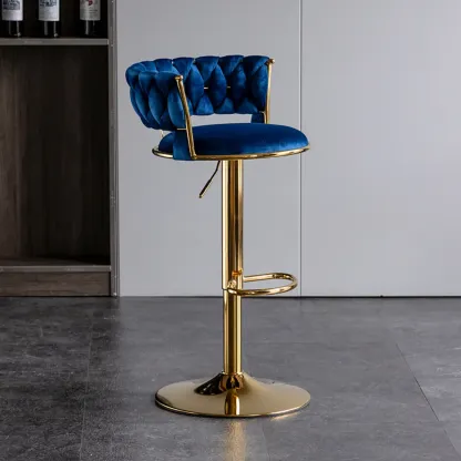 Modern Velvet Swivel Adjustable Bar Stools  Image - 10
