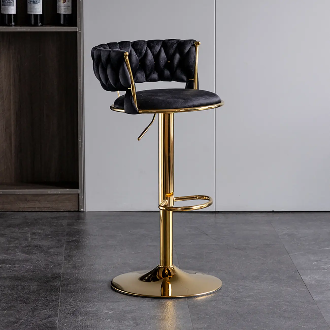 Modern Velvet Swivel Adjustable Bar Stools  Image - 12 | homeyfad
