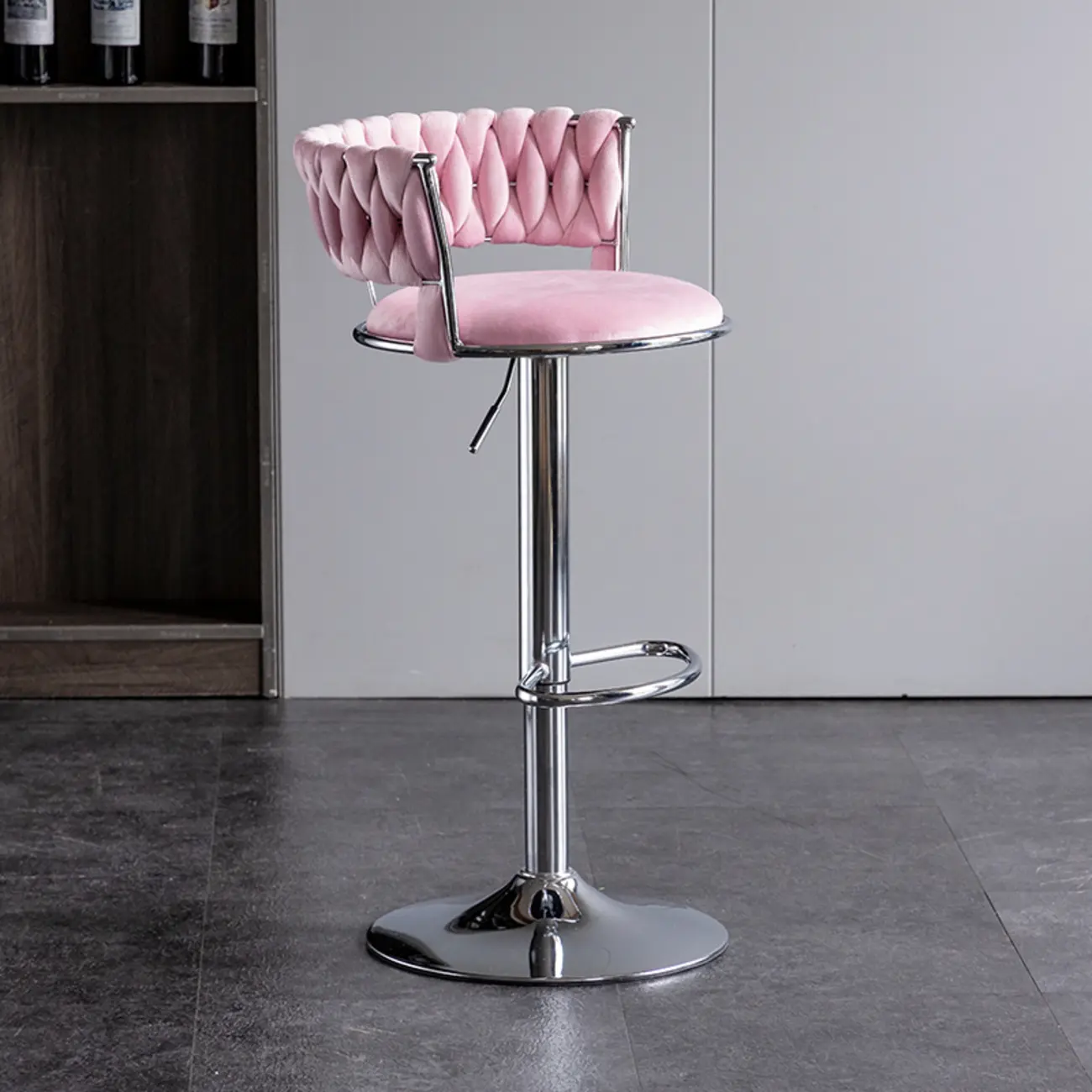 Modern Velvet Swivel Adjustable Bar Stools  Image - 13 | homeyfad