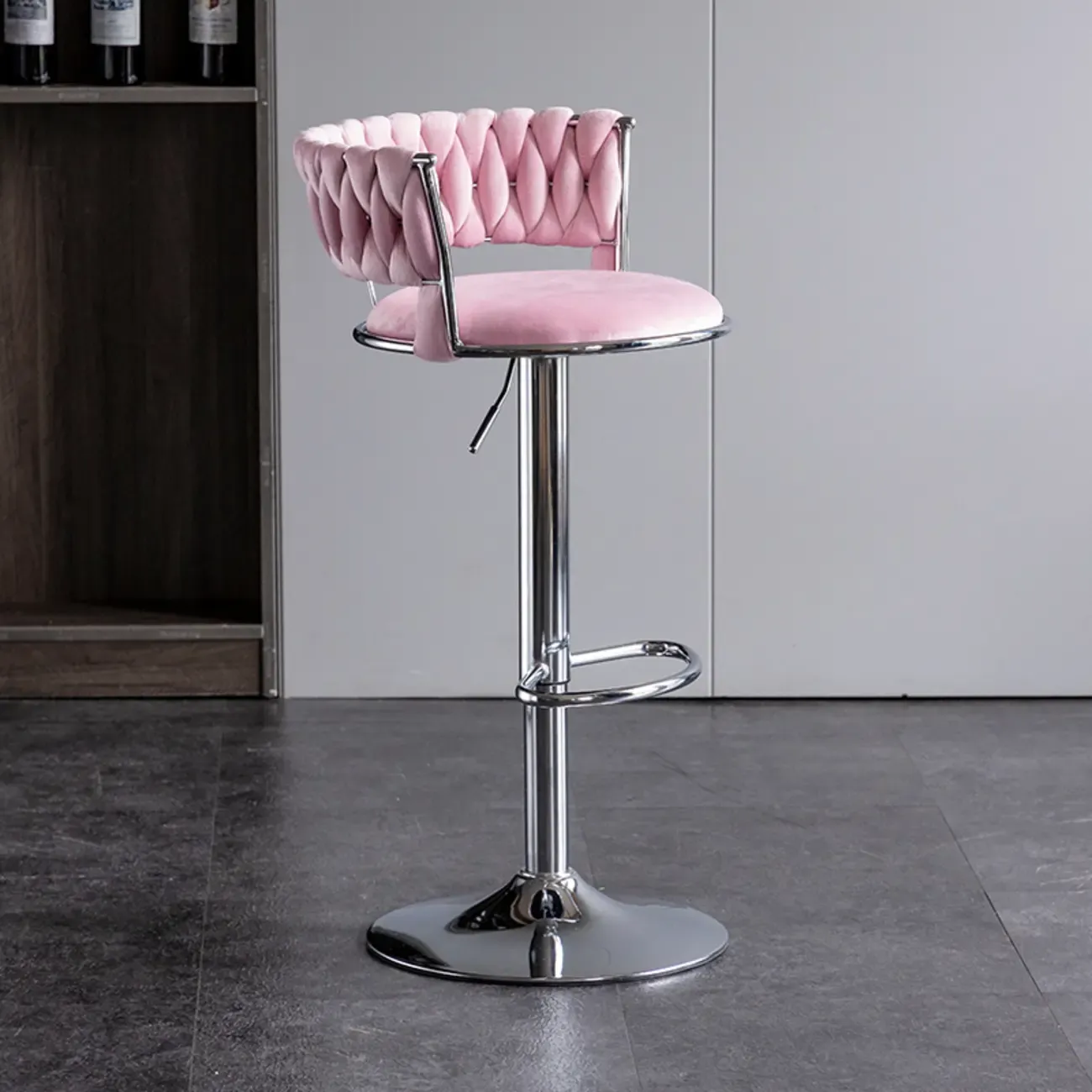 Modern Velvet Swivel Adjustable Bar Stools Image - 13
