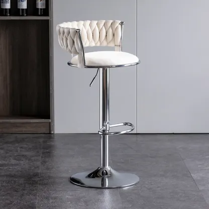 Modern Velvet Swivel Adjustable Bar Stools  Image - 16