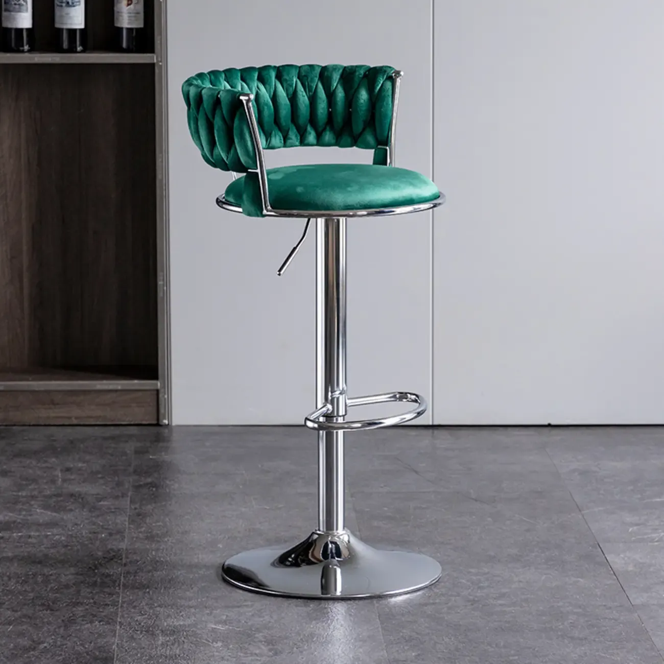 Modern Velvet Swivel Adjustable Bar Stools Image - 17