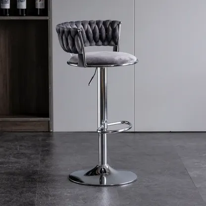 Modern Velvet Swivel Adjustable Bar Stools  Image - 18