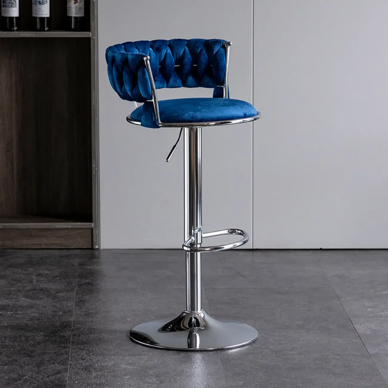 Modern Velvet Swivel Adjustable Bar Stools Image - 19