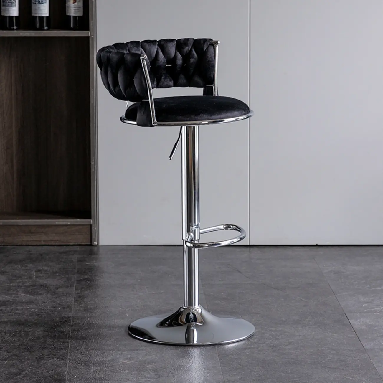 Modern Velvet Swivel Adjustable Bar Stools  Image - 20 | homeyfad