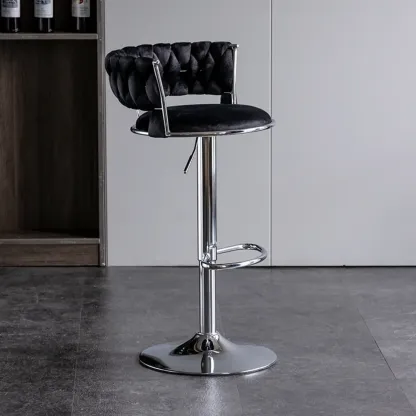 Modern Velvet Swivel Adjustable Bar Stools  Image - 20