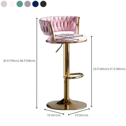 Modern Velvet Swivel Adjustable Bar Stools  #size