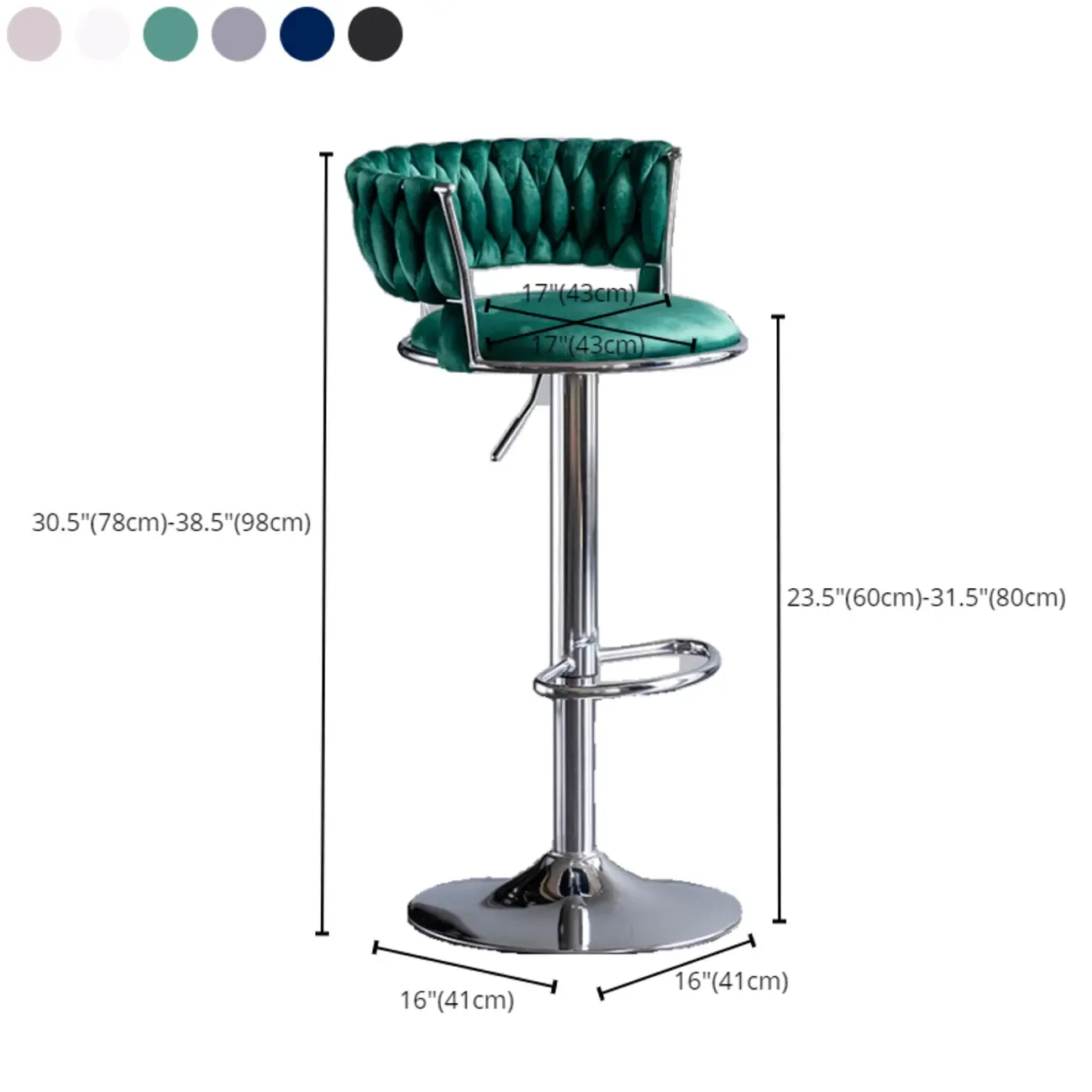 Modern Velvet Swivel Adjustable Bar Stools Image - 22