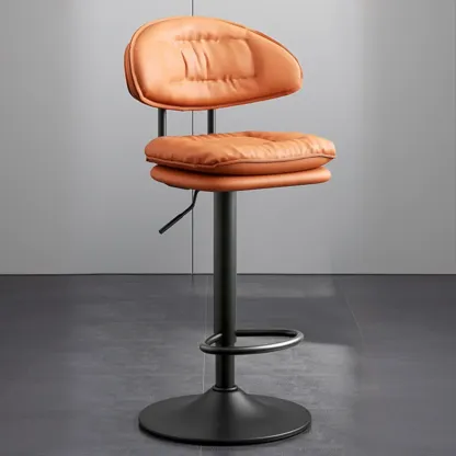 Modern Tufted Upholstered Bow Back Adjustable Bar Stools Image - 3