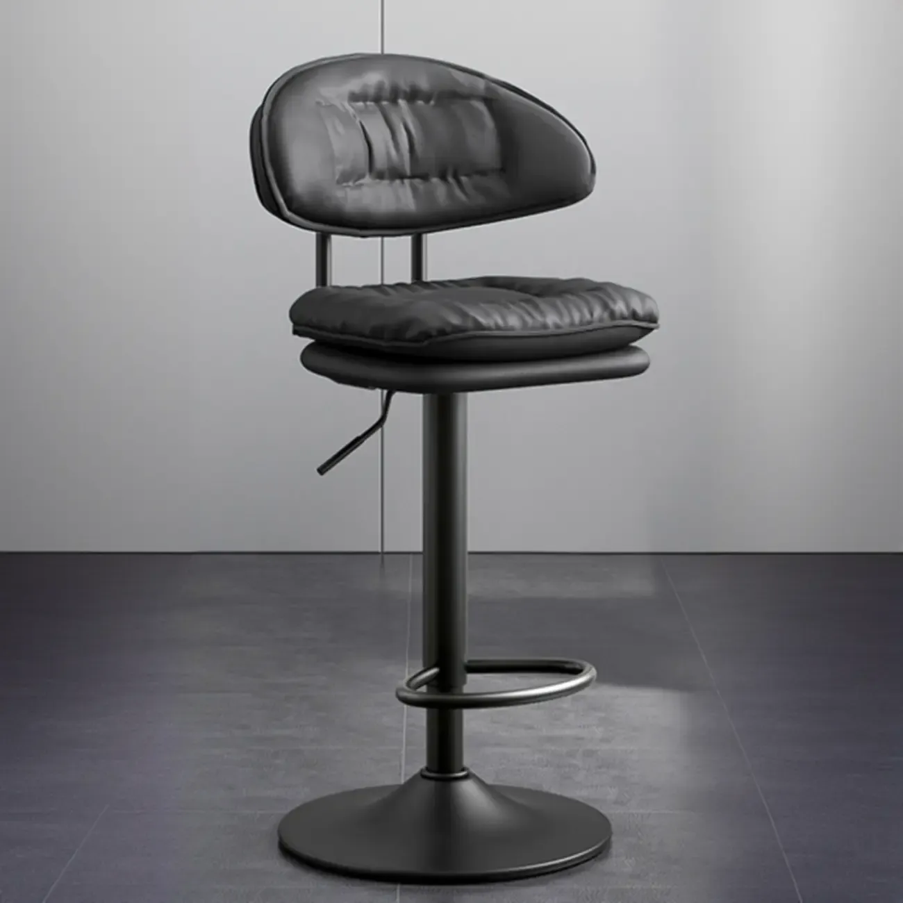 Modern Tufted Upholstered Bow Back Adjustable Bar Stools Image - 4