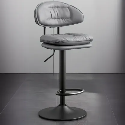 Modern Tufted Upholstered Bow Back Adjustable Bar Stools Image - 5