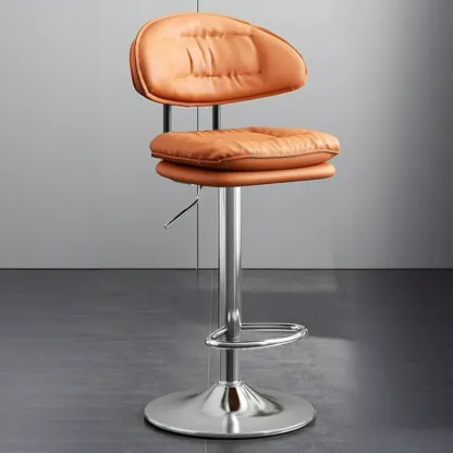 Modern Tufted Upholstered Bow Back Adjustable Bar Stools Image - 6