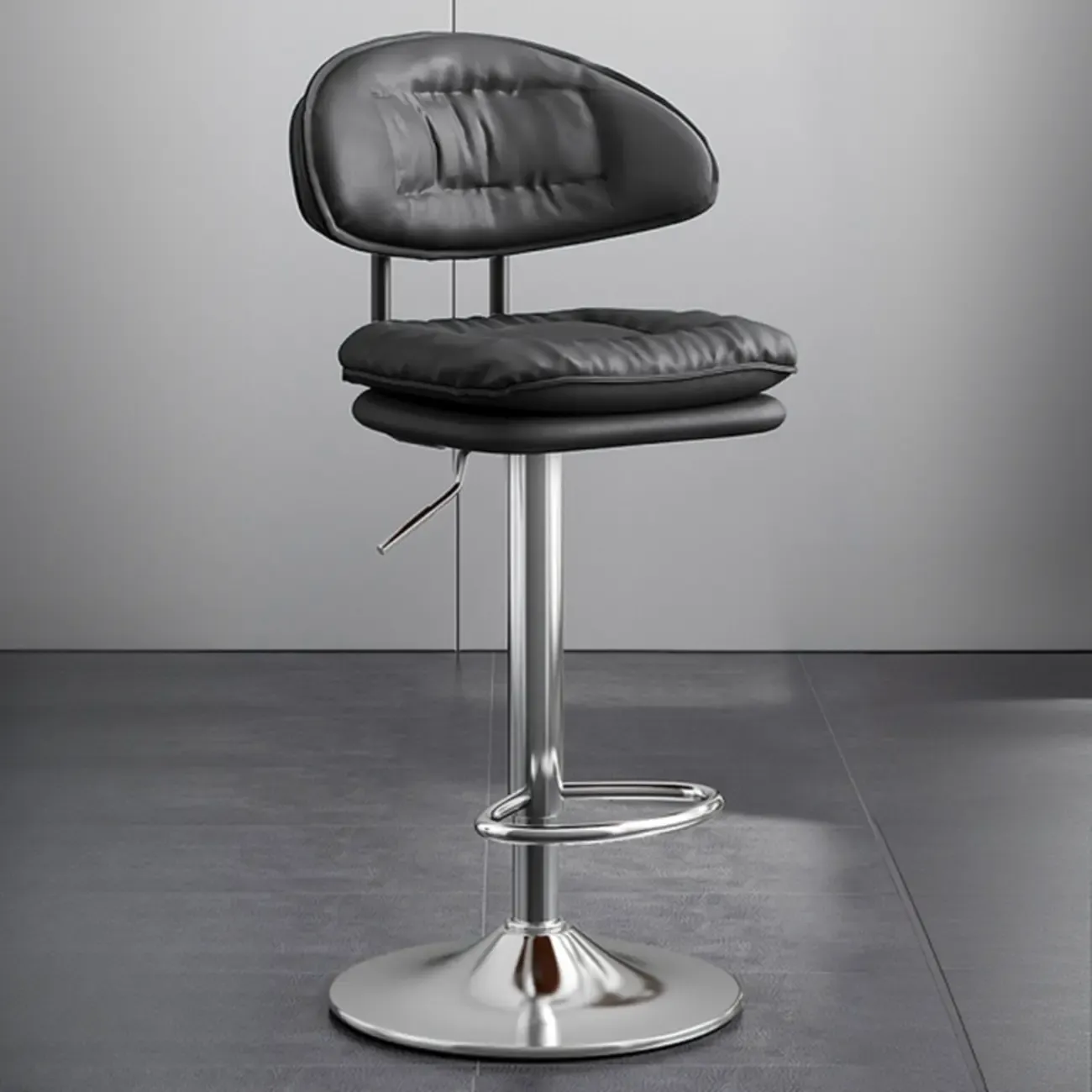 Modern Tufted Upholstered Bow Back Adjustable Bar Stools Image - 7