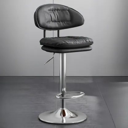 Modern Tufted Upholstered Bow Back Adjustable Bar Stools Image - 7