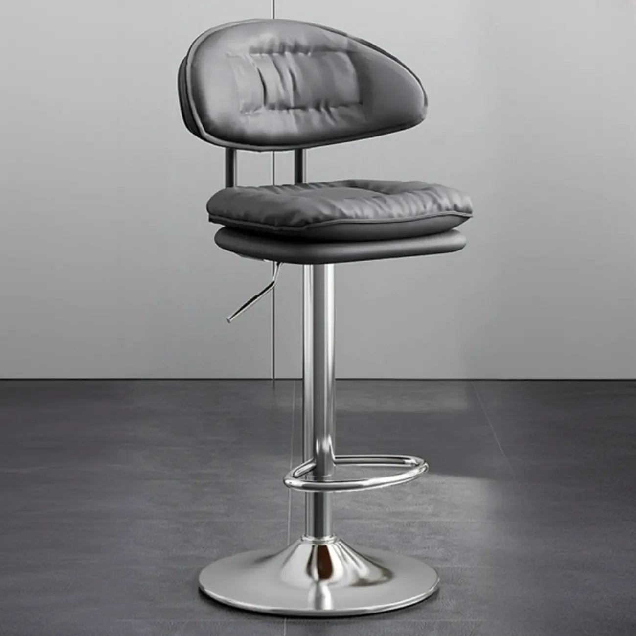 Modern Tufted Upholstered Bow Back Adjustable Bar Stools Image - 9