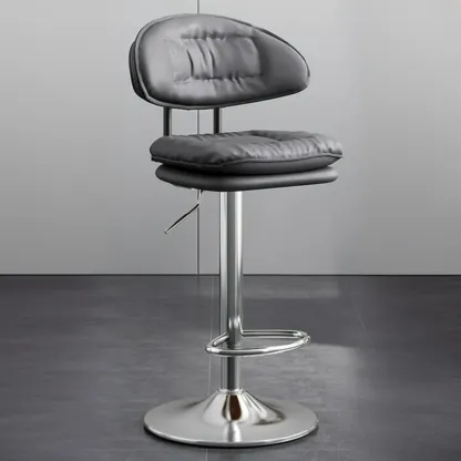 Modern Tufted Upholstered Bow Back Adjustable Bar Stools Image - 9