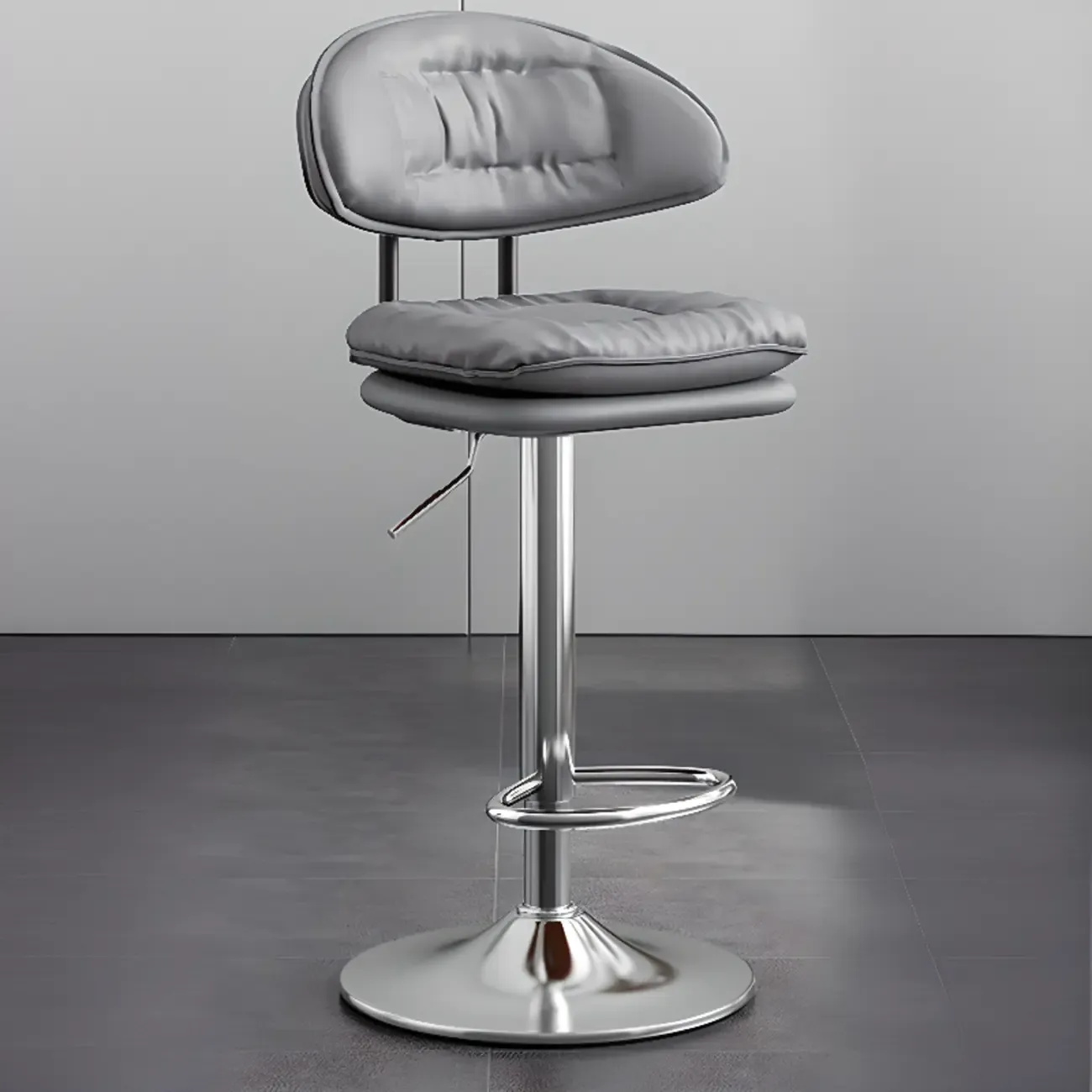 Modern Tufted Upholstered Bow Back Adjustable Bar Stools Image - 8
