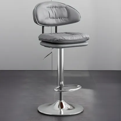 Modern Tufted Upholstered Bow Back Adjustable Bar Stools Image - 8