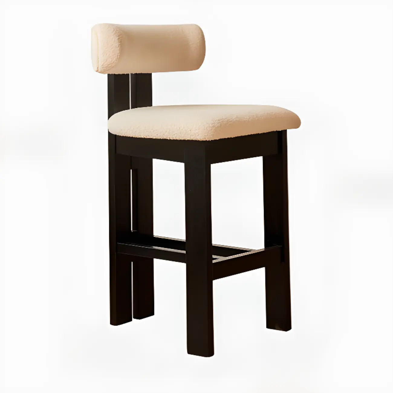 Wooden Boucle Cushioned Backrest Bar Stool | homeyfad