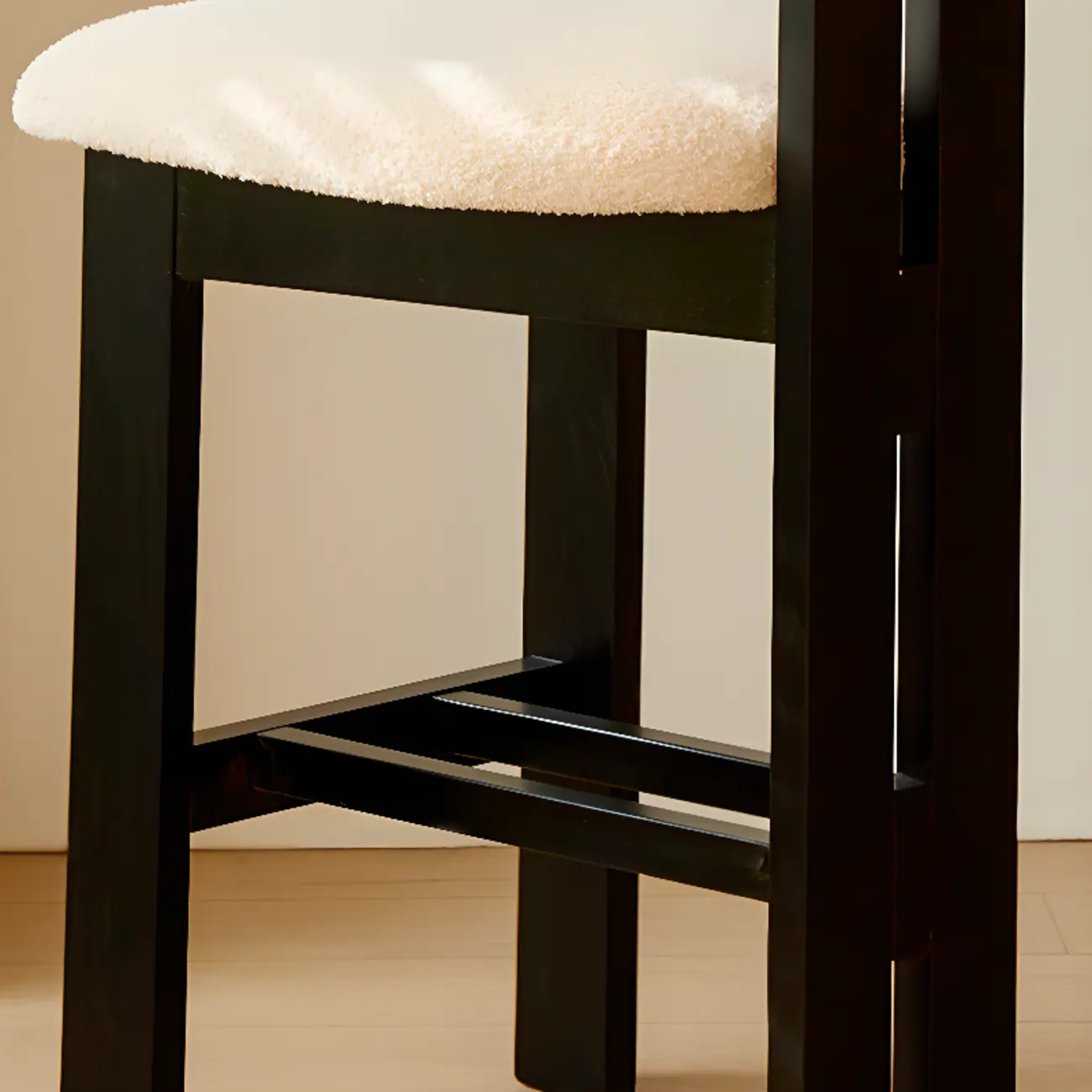 Wooden Boucle Cushioned Backrest Bar Stool | homeyfad