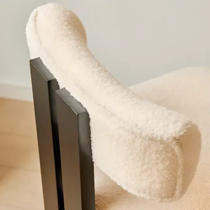 Wooden Boucle Cushioned Backrest Bar Stool