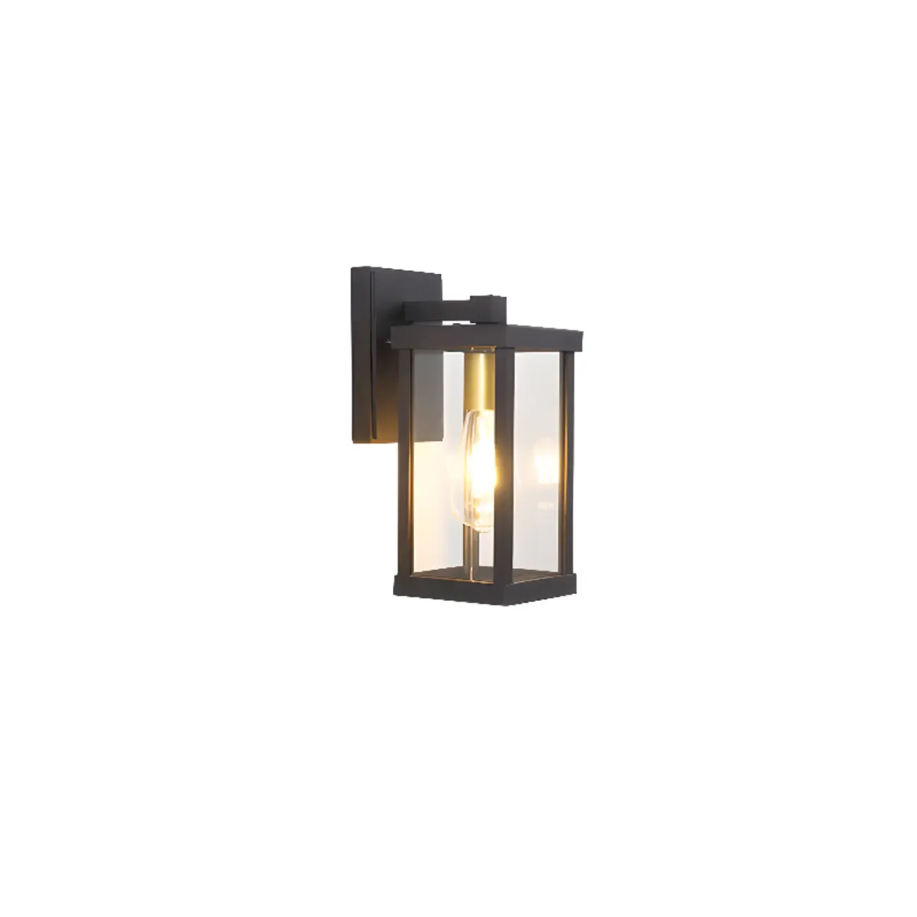 Industrial Metal Rectangle Glass Shade LED Outdoor Wall Light Image - 3