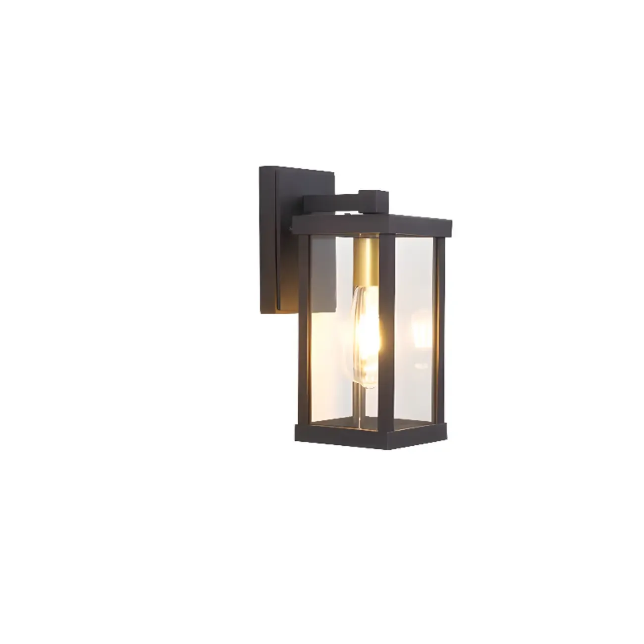 Industrial Metal Rectangle Glass Shade LED Outdoor Wall Light Image - 4