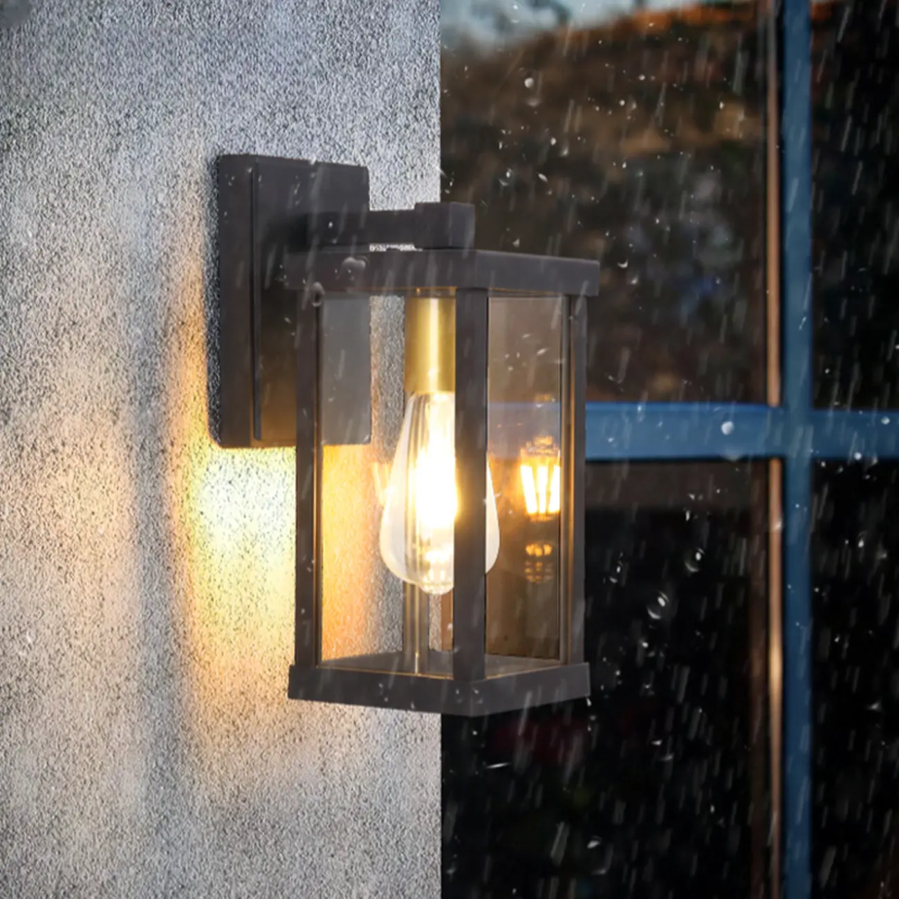 Industrial Metal Rectangle Glass Shade LED Outdoor Wall Light Image - 8 | homeyfad