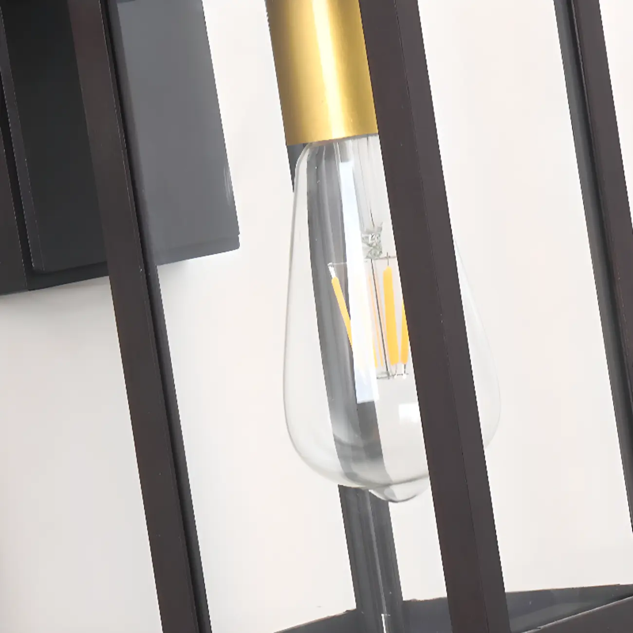 Industrial Metal Rectangle Glass Shade LED Outdoor Wall Light Image - 10 | homeyfad