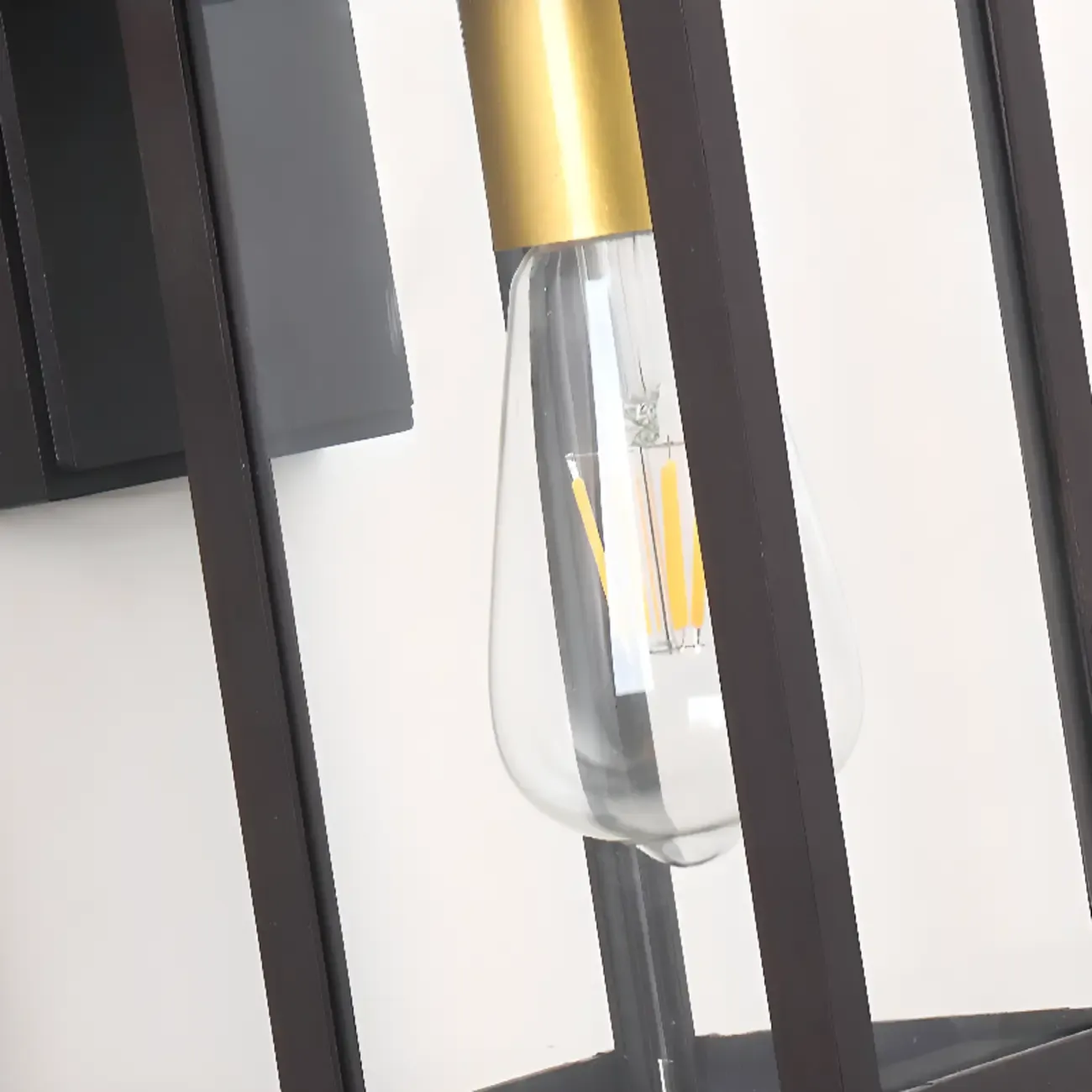 Industrial Metal Rectangle Glass Shade LED Outdoor Wall Light Image - 10