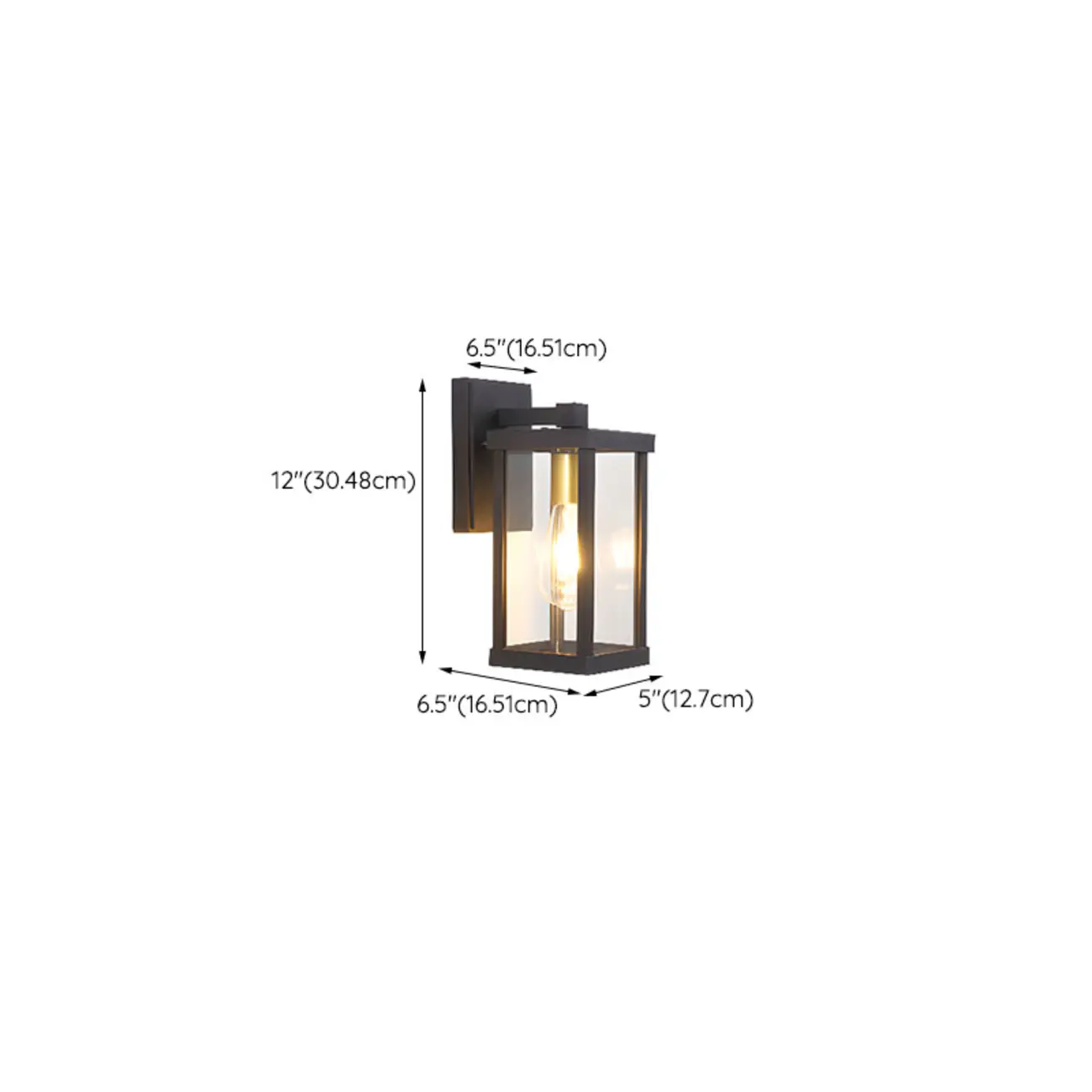 Industrial Metal Rectangle Glass Shade LED Outdoor Wall Light #size | homeyfad