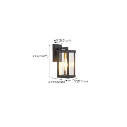Industrial Metal Rectangle Glass Shade LED Outdoor Wall Light #size