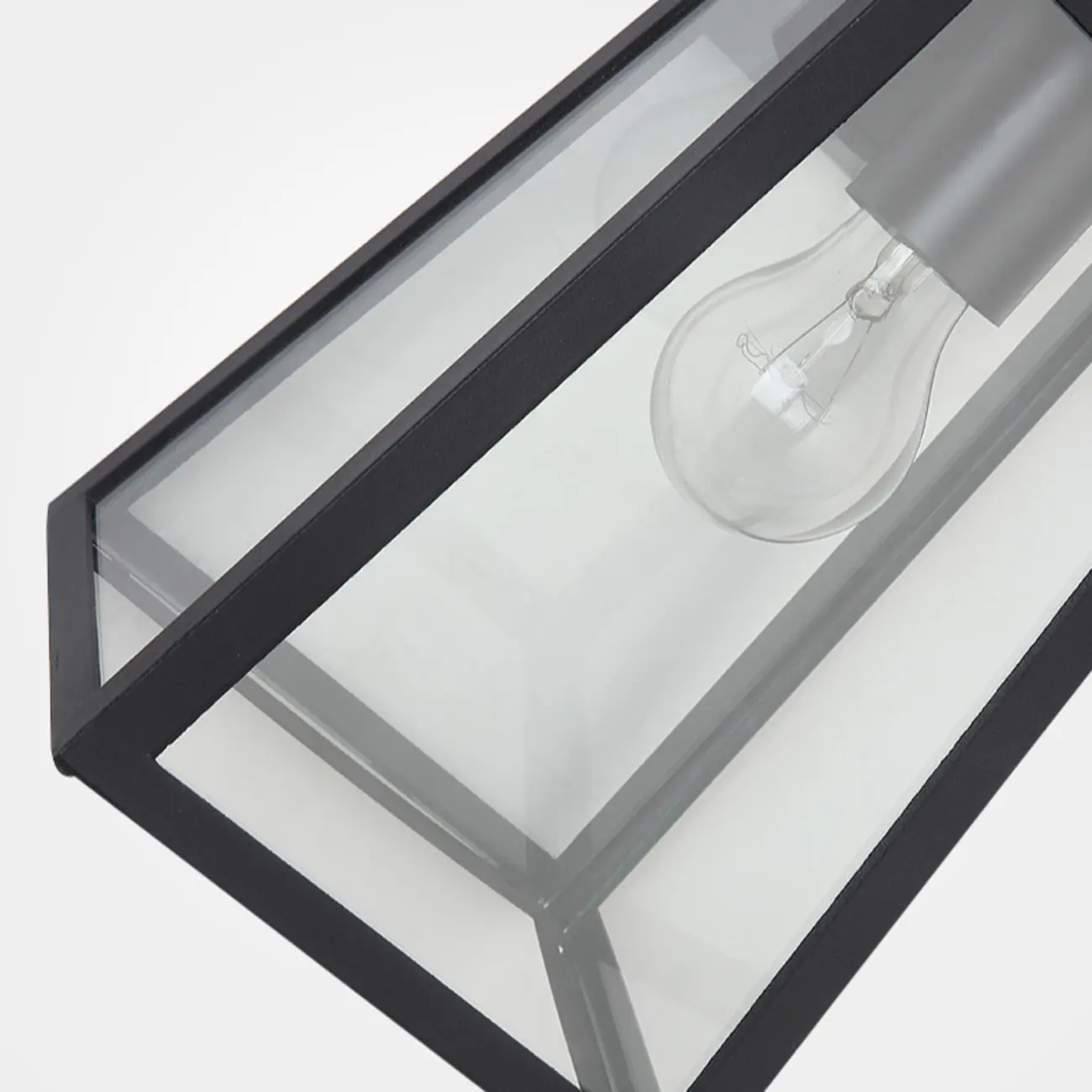 Modern Outdoor Wall Light Metal Black Geometric Glass Shade Image - 11 | homeyfad