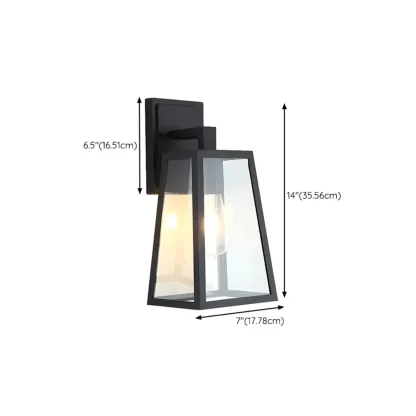 Modern Outdoor Wall Light Metal Black Geometric Glass Shade Image - 14