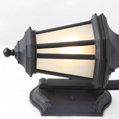 Vintage Black Metal Lantern Wall Sconce Image - 8