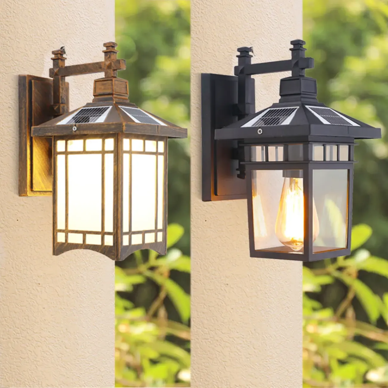 Vintage Bronze and Black Solar Lantern Wall Sconce Image - 4