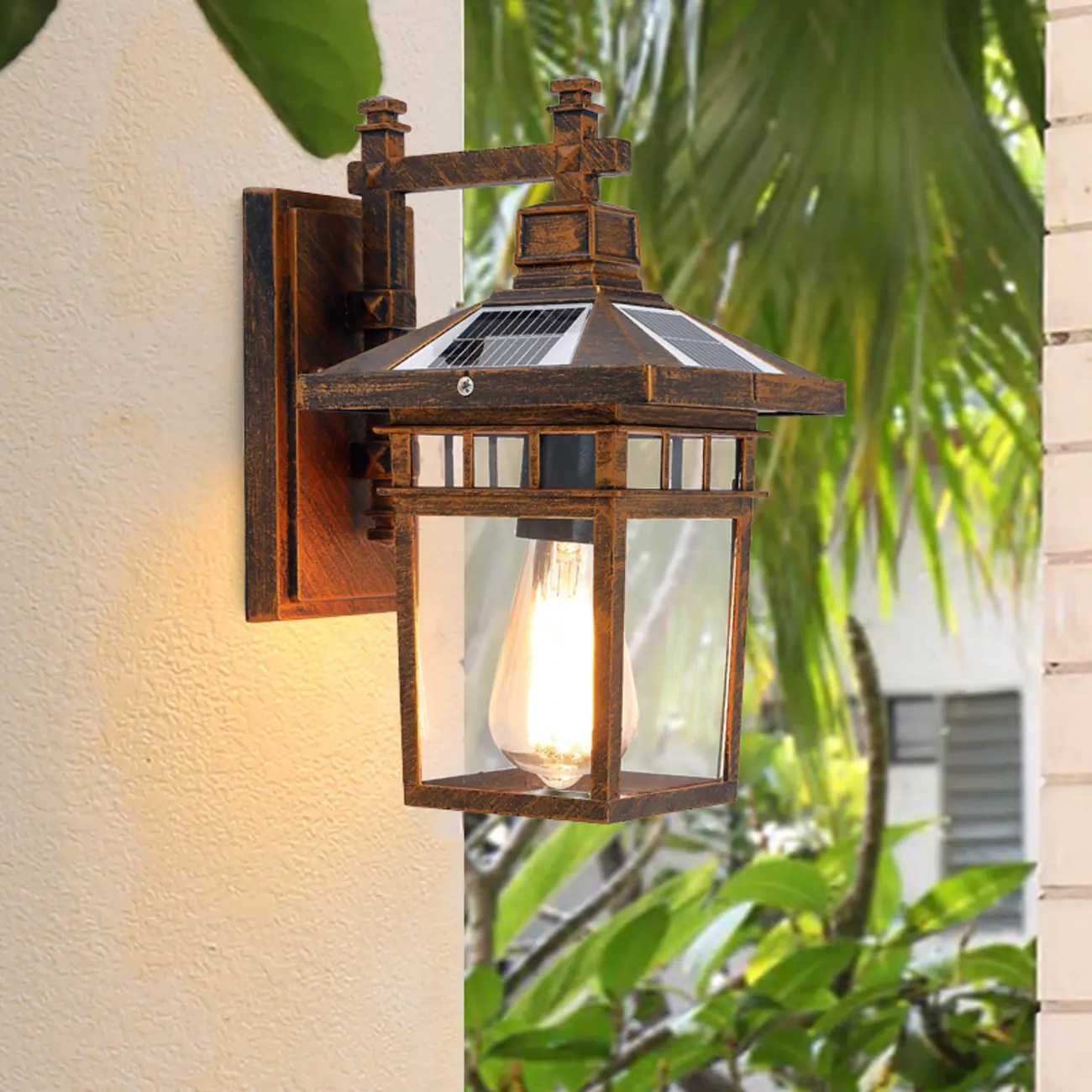 Vintage Bronze and Black Solar Lantern Wall Sconce Image - 1 | homeyfad