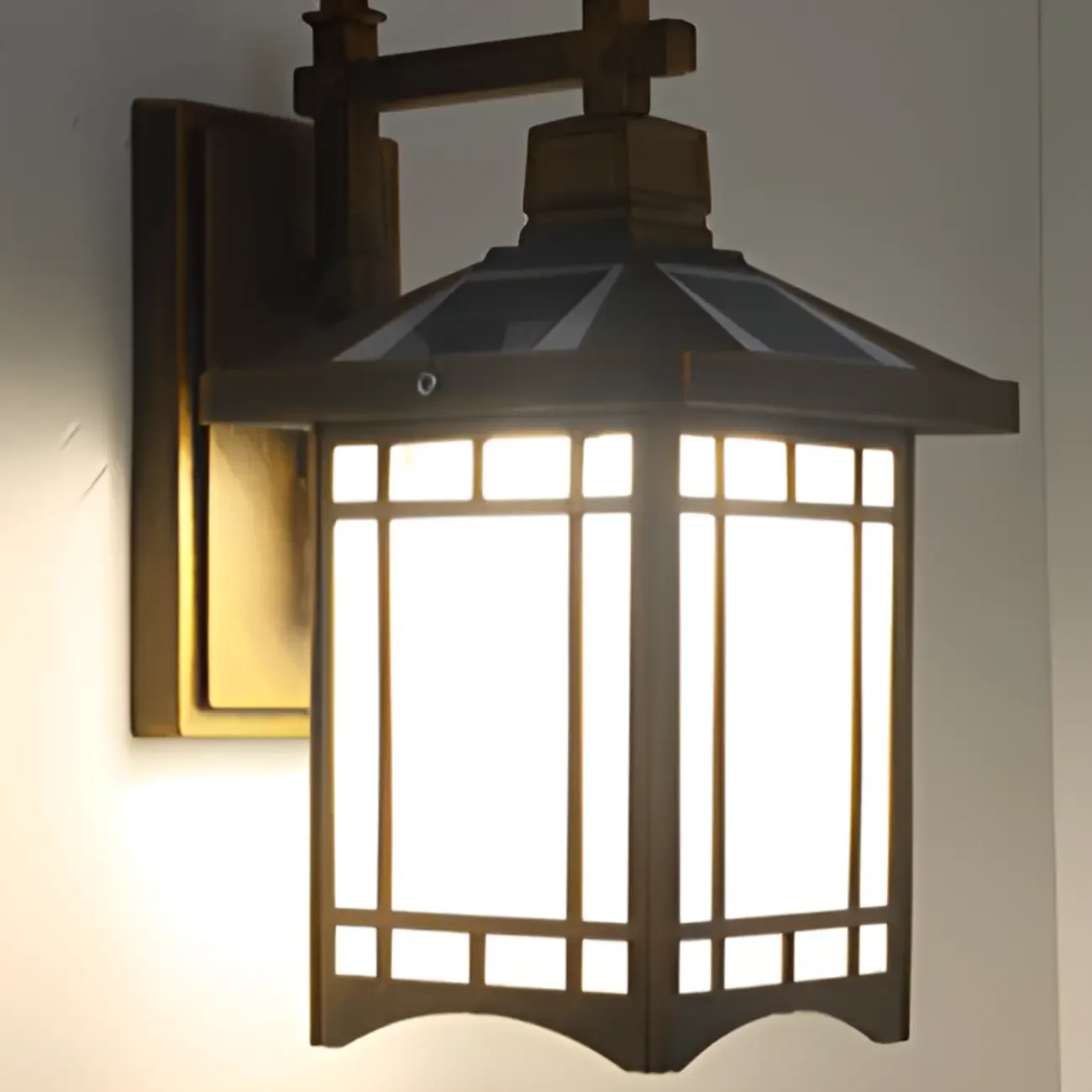 Vintage Bronze and Black Solar Lantern Wall Sconce Image - 7