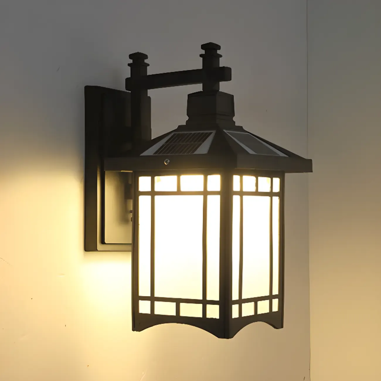 Vintage Bronze and Black Solar Lantern Wall Sconce Image - 8